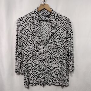 Nastygal I'm Dotty About You Button Shirt Womens 4 Black White Casual Retro 90s